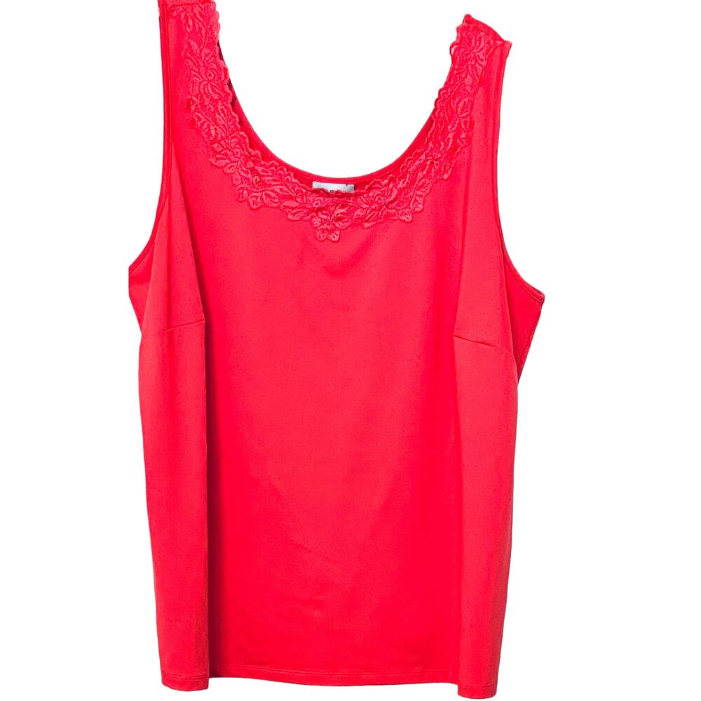 CATHERINES SLEEVELESS PULL-OVER SHELL-TOP, WOMENS, 2X-22/24, DEEP PEACH, LACE